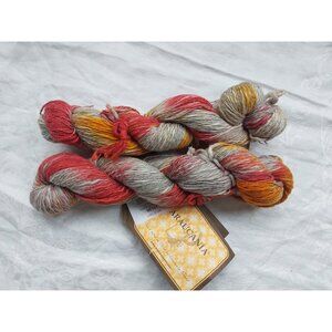 Araucania Lontué yarn linen cotton blend hand dyed color 7 2 skeins orange red